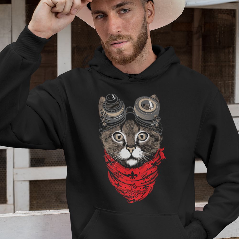 Cute Cat Hoodie-Black