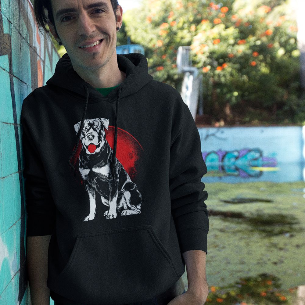 Dog and Moon Hoodie-Black