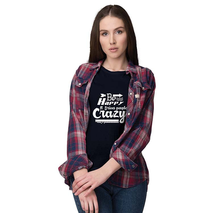 Drive People Crazy Women T-Shirt-Navy Blue