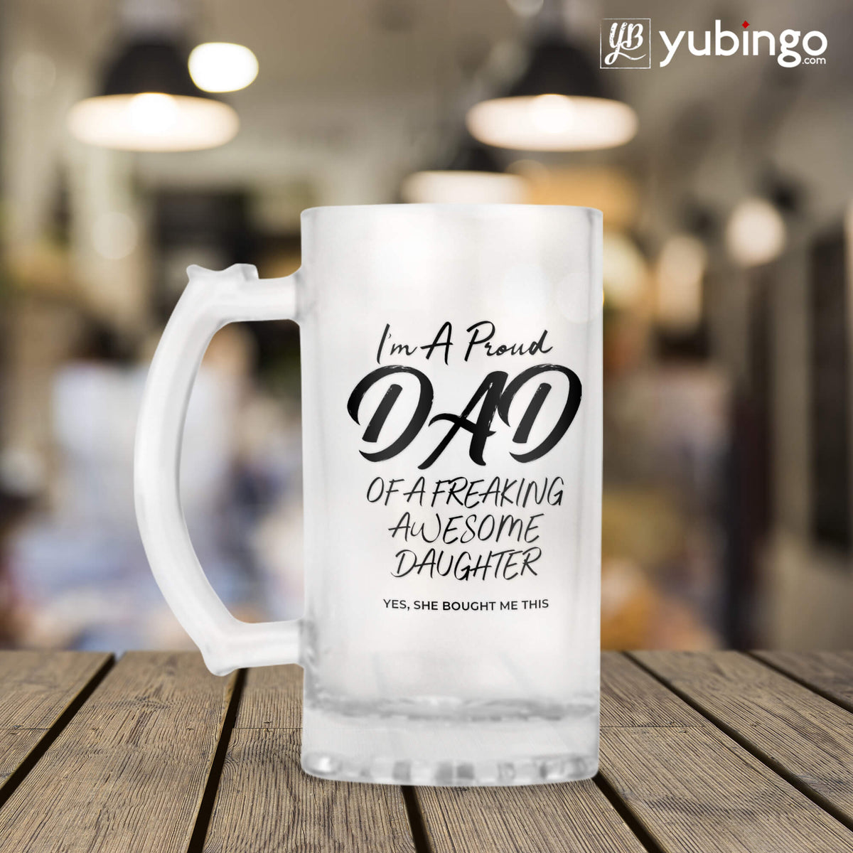 Dad of Awesome Daughter Beer Mug-Image2