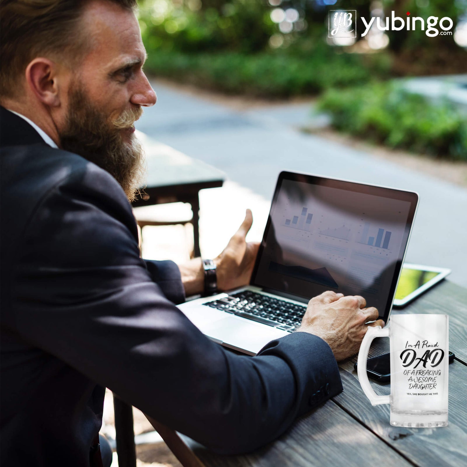 Dad of Awesome Daughter Beer Mug-Image3-Image7