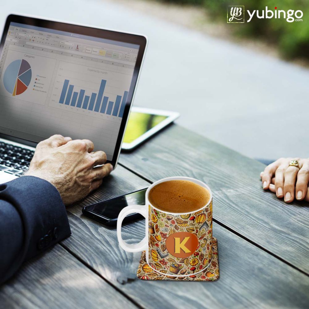 Foodie Delight Customised Alphabet Coffee Mug With Coaster-Image2