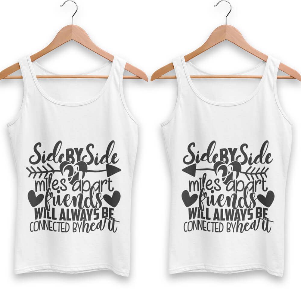 Friends Connected By Heart Tank Tops-White