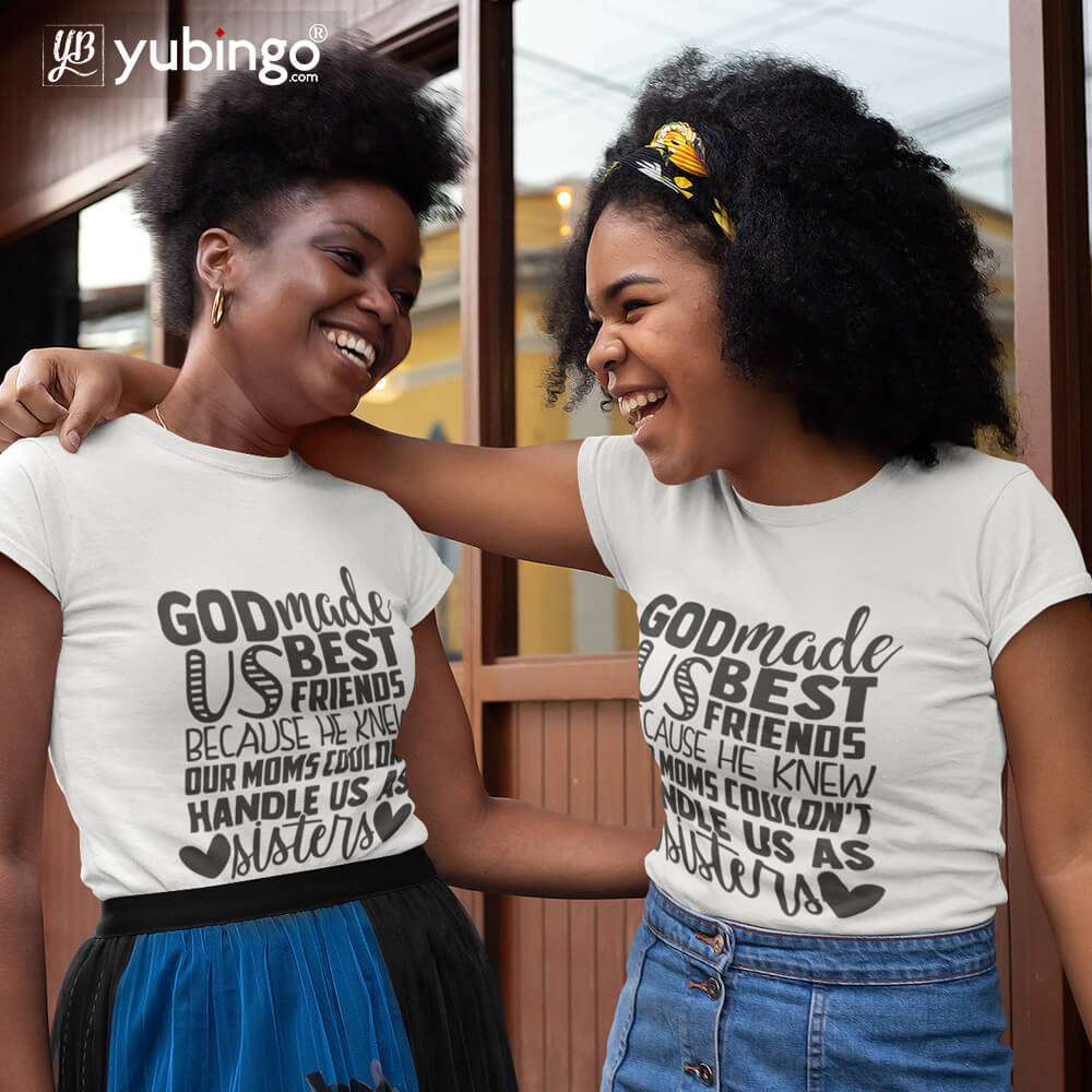 God Made Us Best Friends T-Shirt-White