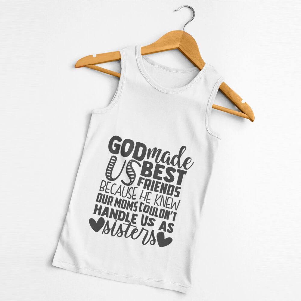 God Made Us Best Friends Tank Tops-White