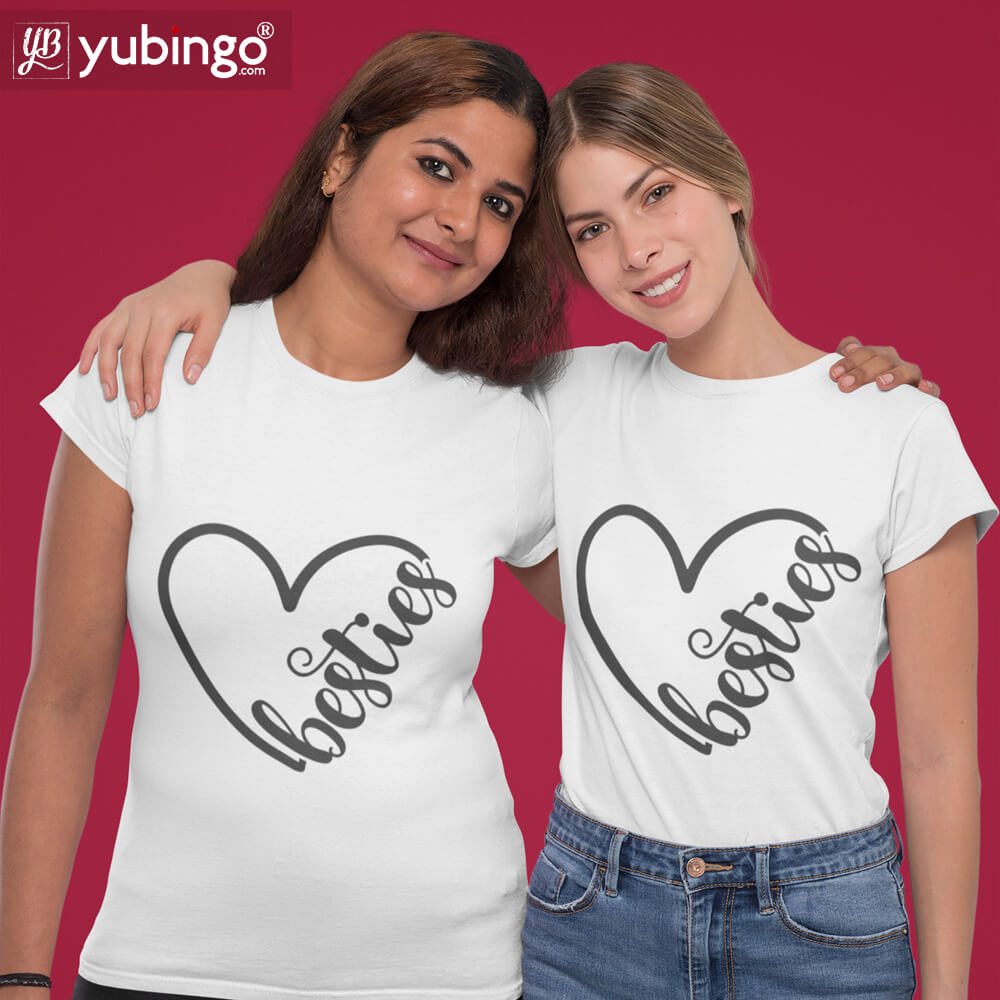 Heart Besties T-Shirt-White