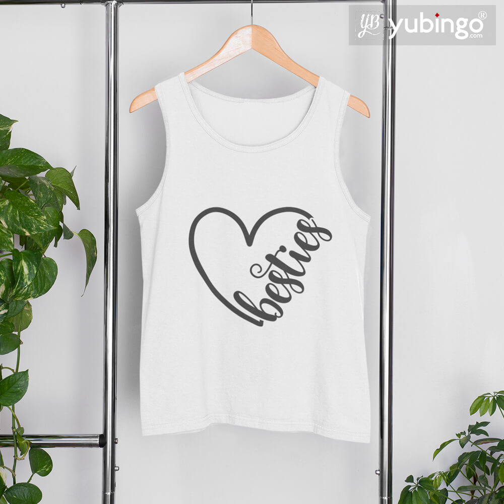 Heart Besties Tank Tops-White