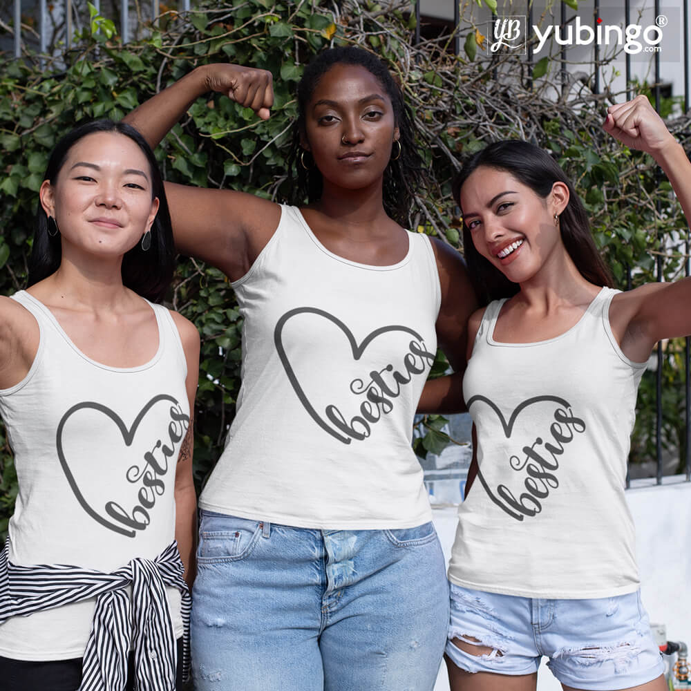Heart Besties Tank Tops-White