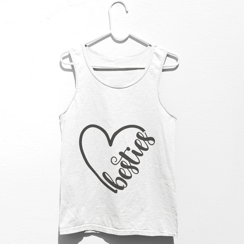 Heart Besties Tank Tops-White