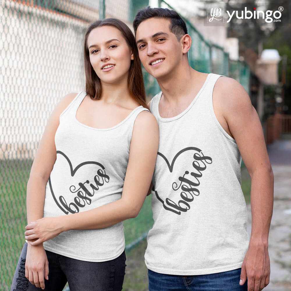 Heart Besties Tank Tops-White
