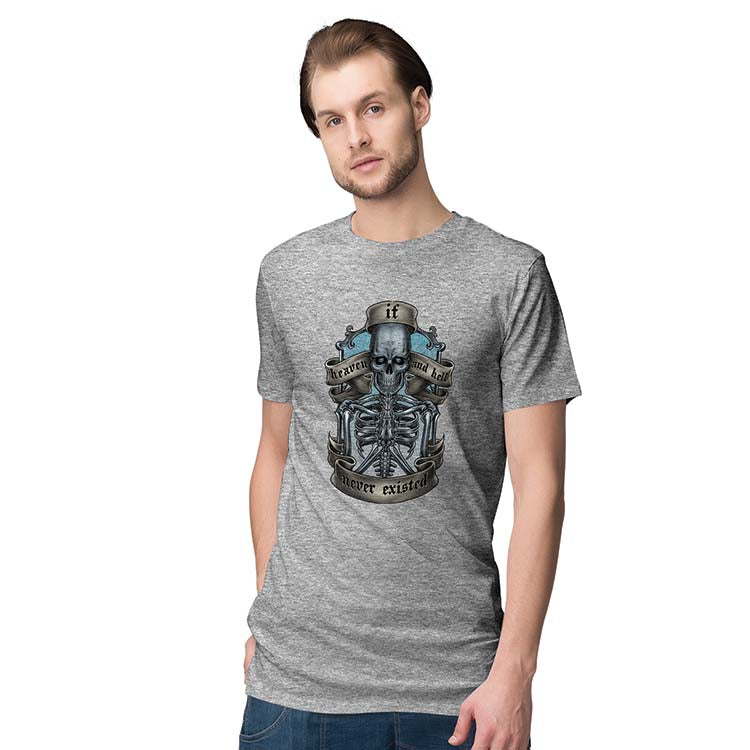 Heaven And Hell Men T-Shirt-Grey Melange