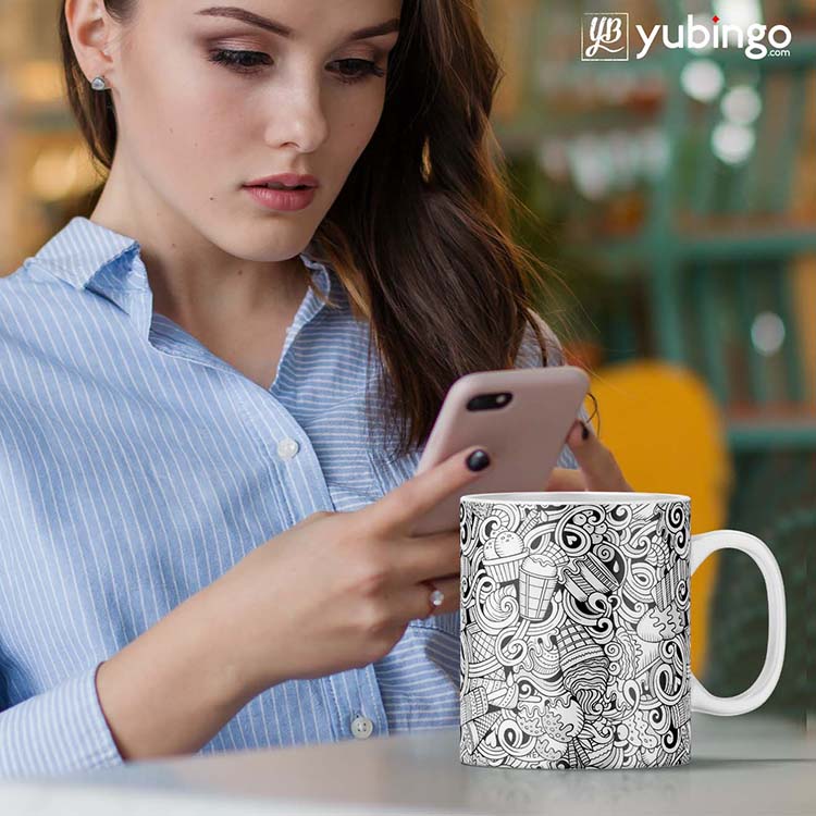 Ice Cream Sketch Customised Alphabet Coffee Mug-Image3