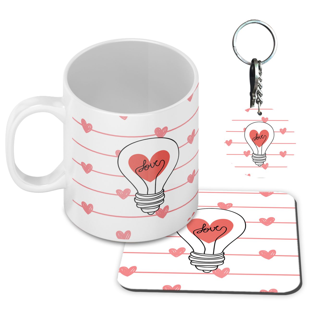 Idea of Love Coffee Mug with Coaster and Keychain
