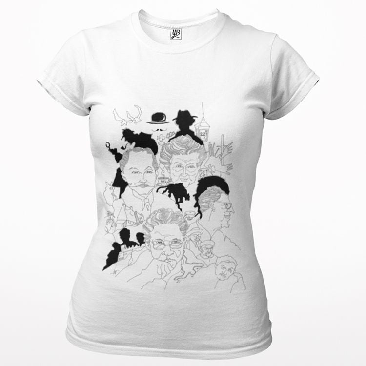 Indro's Art Great Detectives Women T-Shirt-White