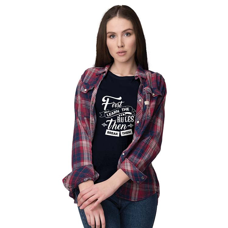 Learn To Break Rules Women T-Shirt-Navy Blue