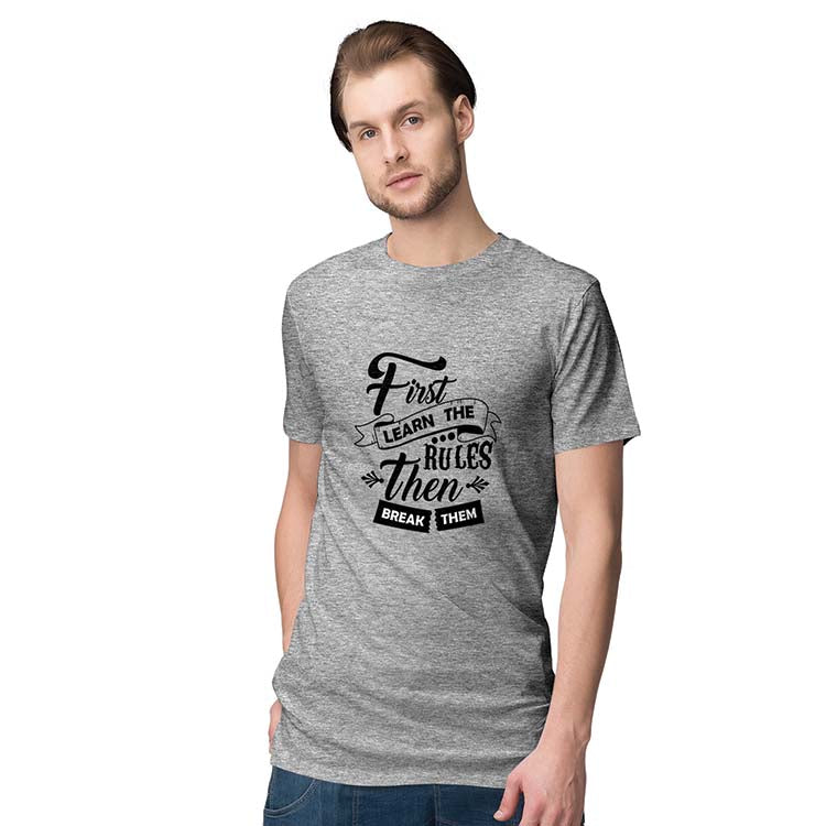 Learn To Break Rules Men T-Shirt-Grey Melange
