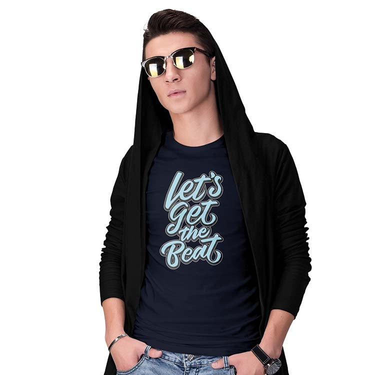 Let's Get The Beat Men T-Shirt-Navy Blue