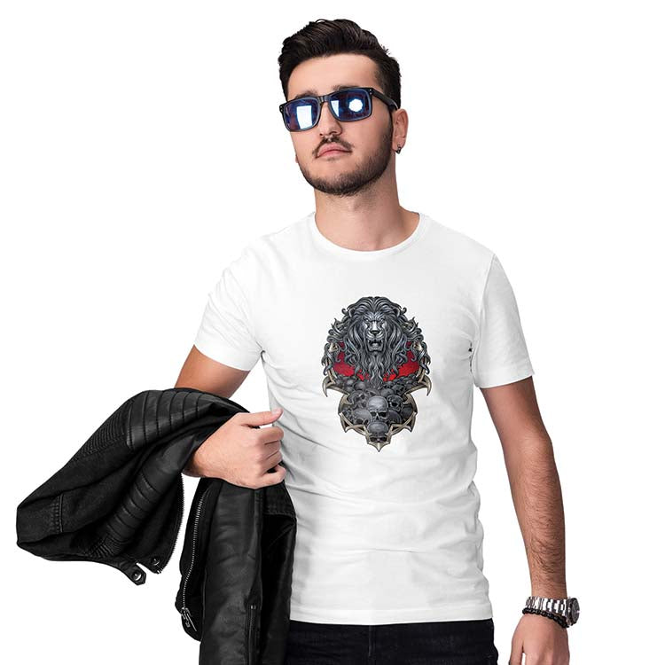 Lion Skulls Men T-Shirt-Black