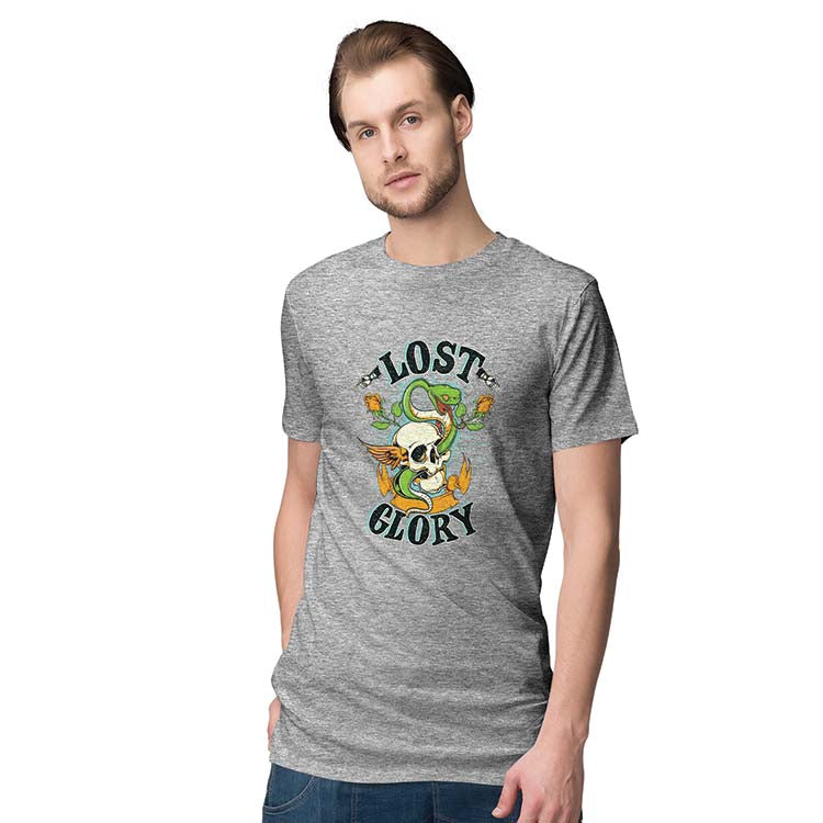 Lost Glory Men T-Shirt-Grey Melange
