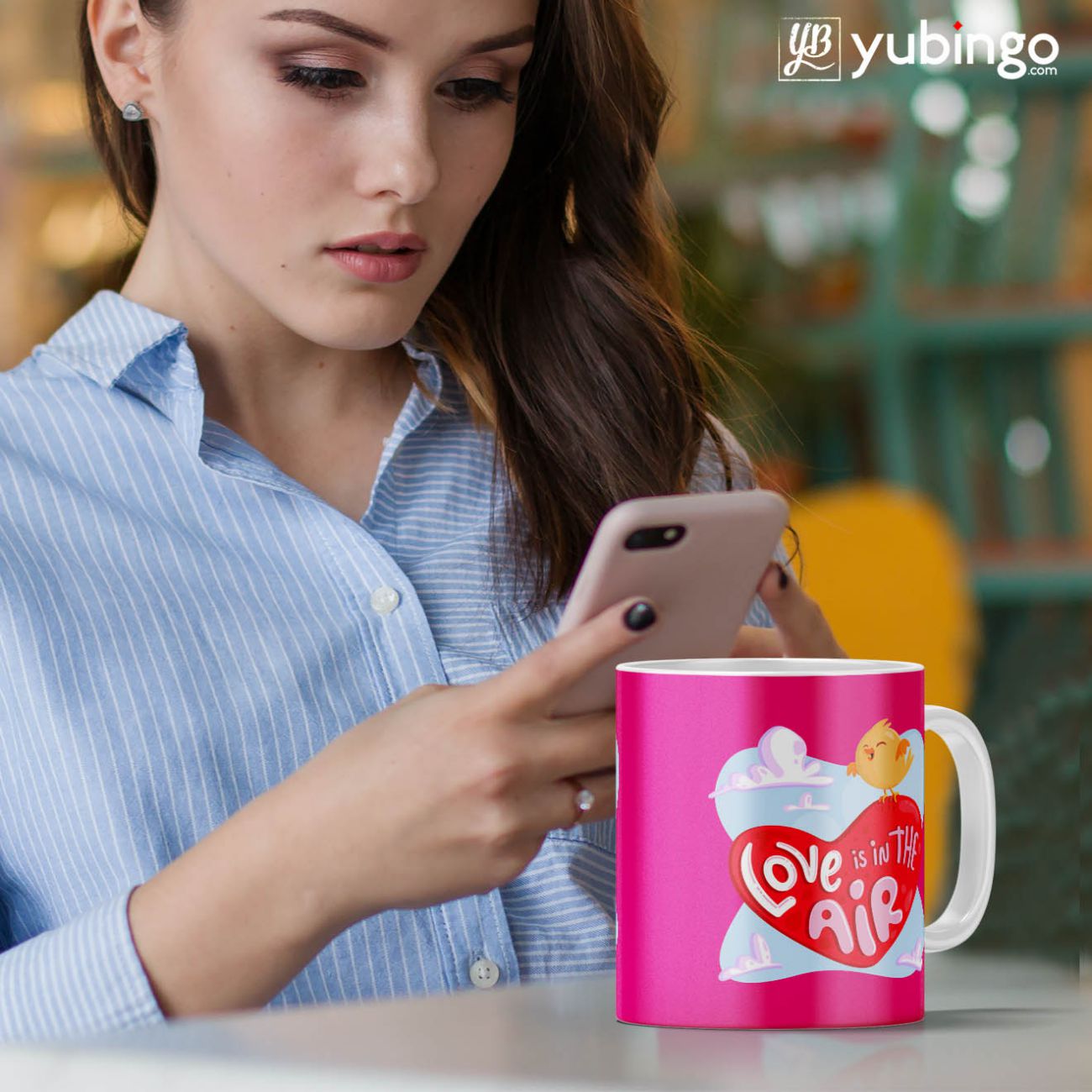 Love is in the air Coffee Mug with Coaster and Keychain