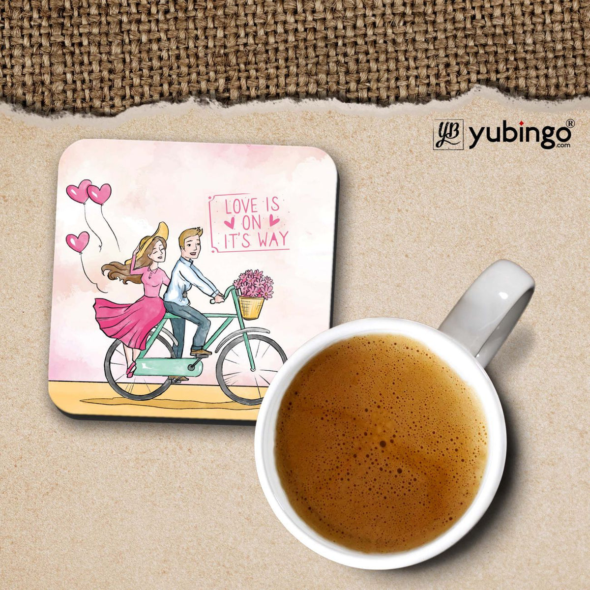 Love is on it's way Coffee Mug with Coaster and Keychain-Image3