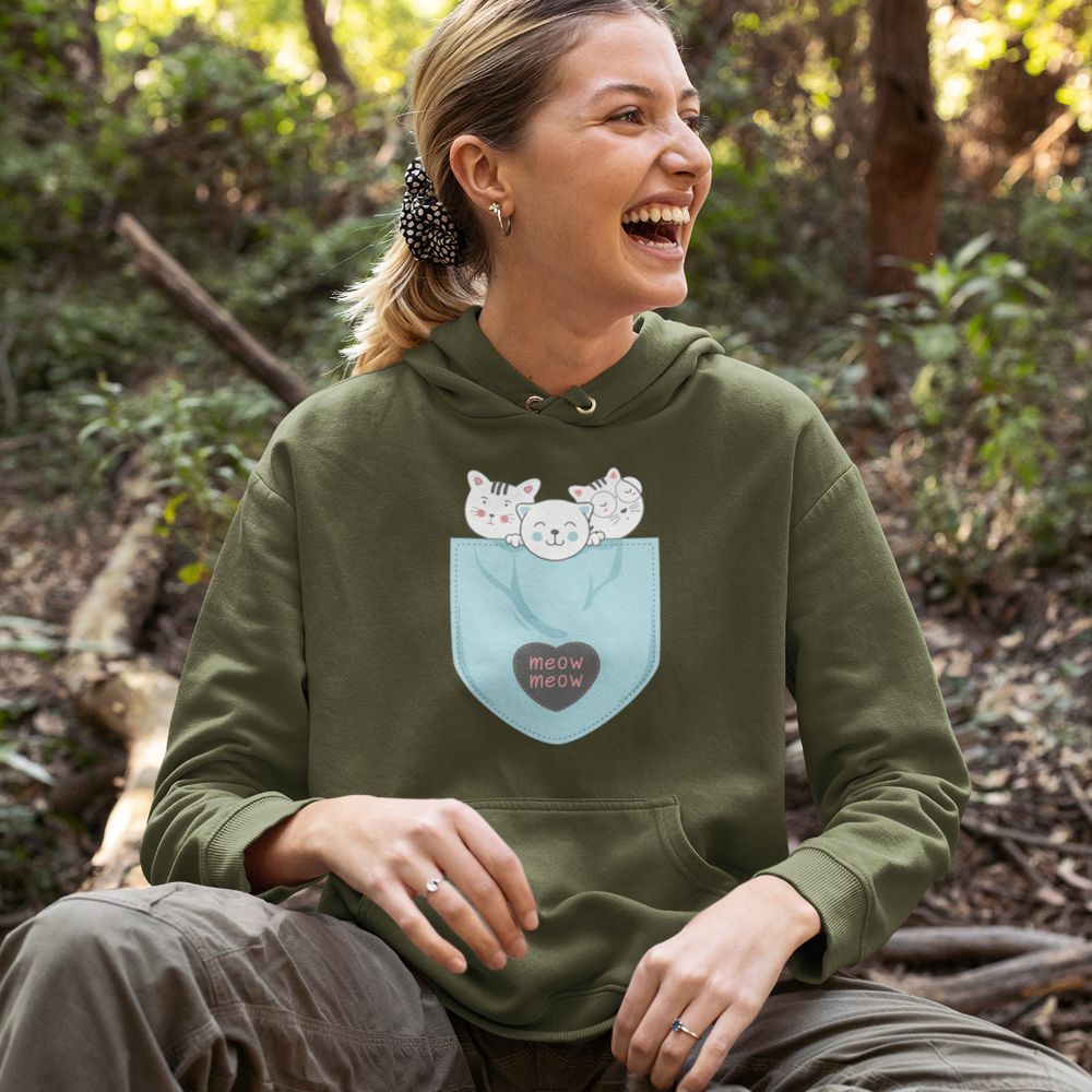 Meow Meow Hoodie-Olive