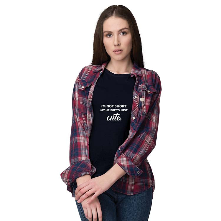 My Height Is Cute Women T-Shirt-Maroon