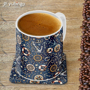 Nautical Blue Customised Alphabet Coffee Mug With Coaster-Image4