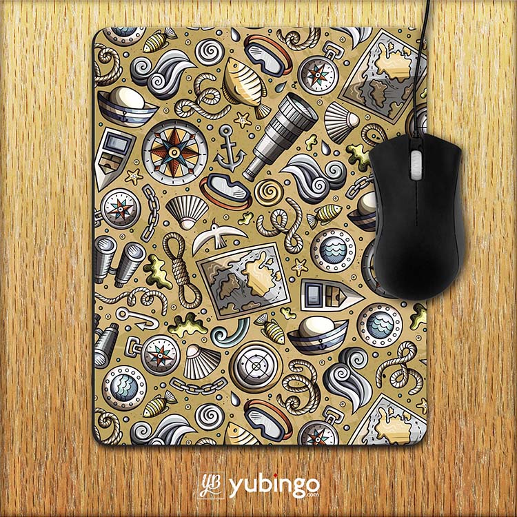Nautical Brown Mouse Pad-Image2