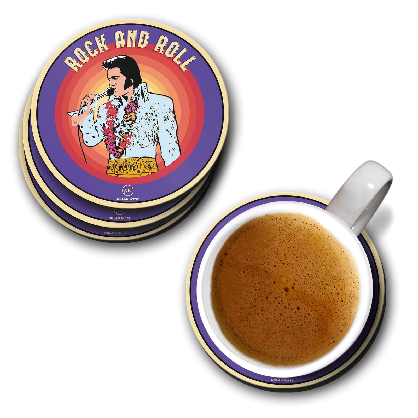 Nolan West Elvis Presley | King with Garland Coasters