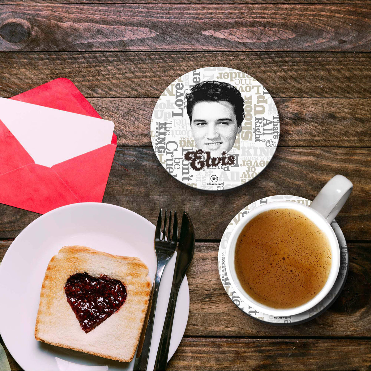Nolan West Elvis Presley | Word Collage Coasters