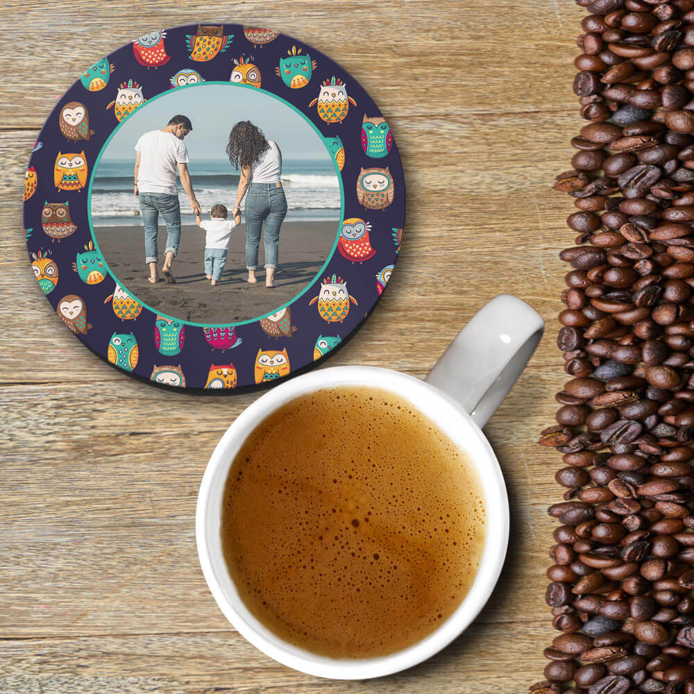 Owly Pattern Photo Coasters