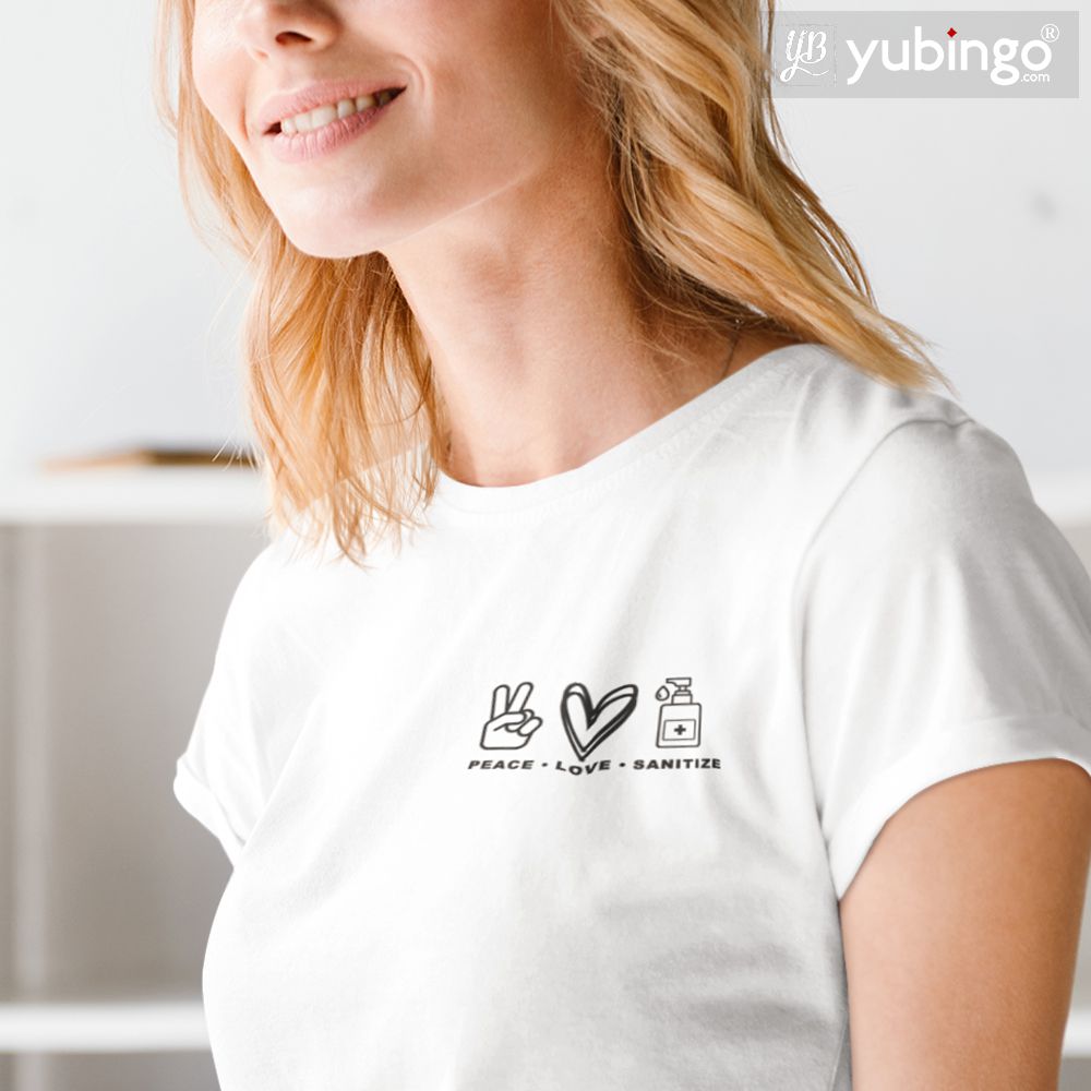 Peace Love Sanitise T-Shirt-White