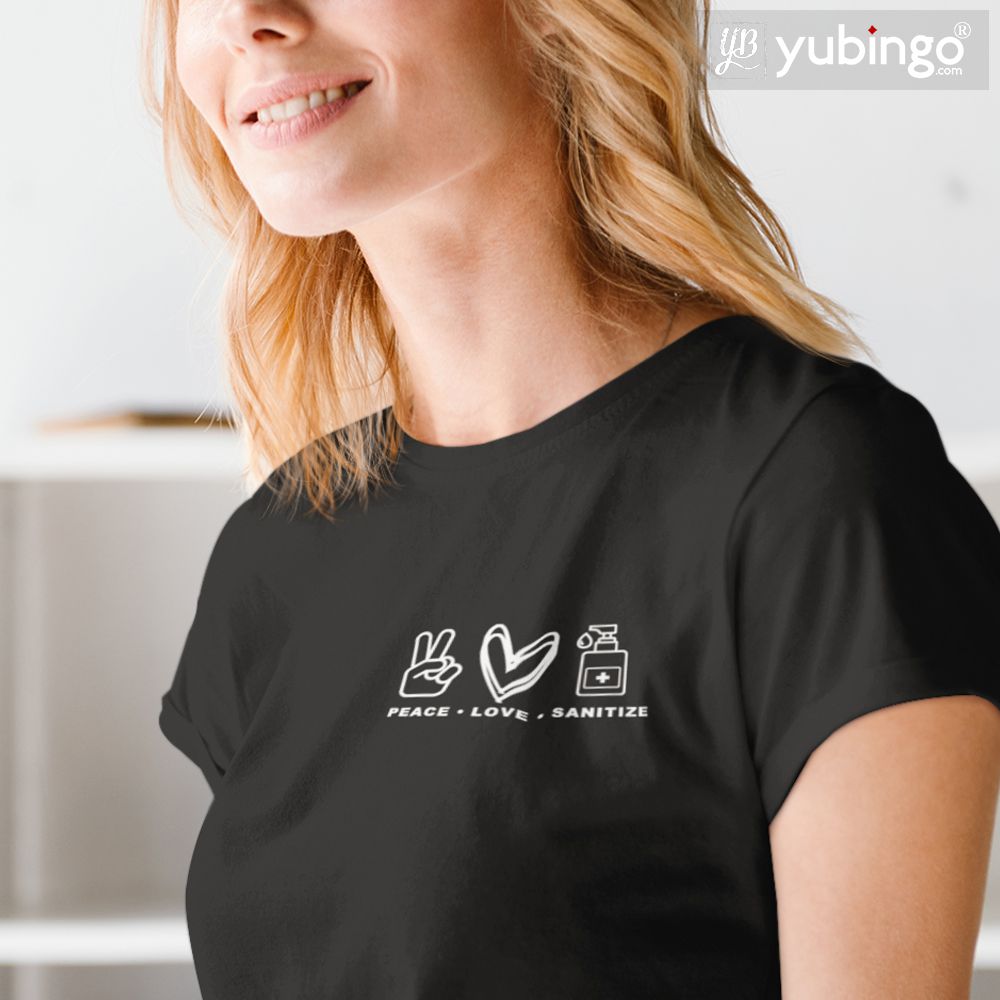 Peace Love Sanitise T-Shirt-White