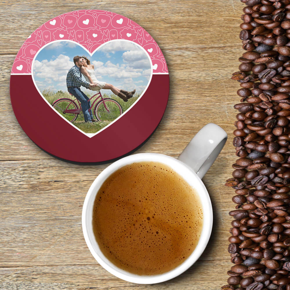 Pink Hearts Photo Coasters
