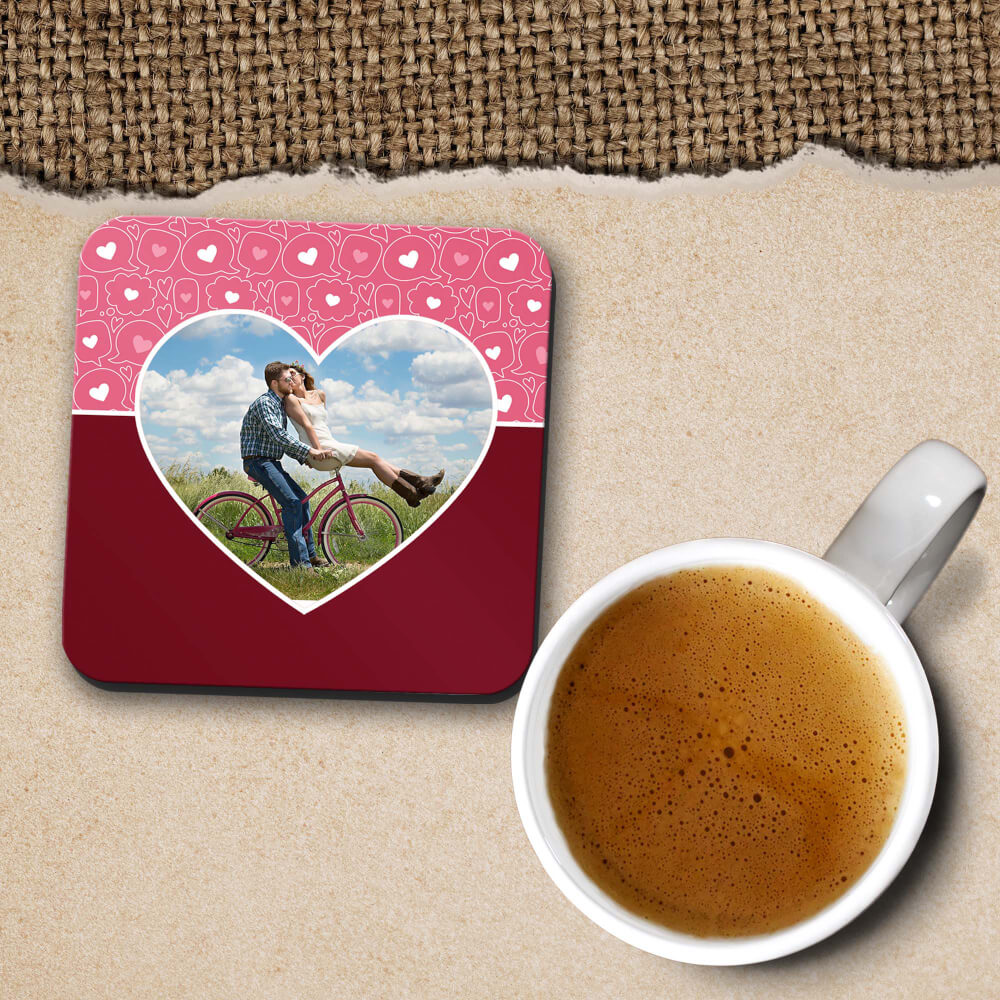 Pink Hearts Photo Coasters
