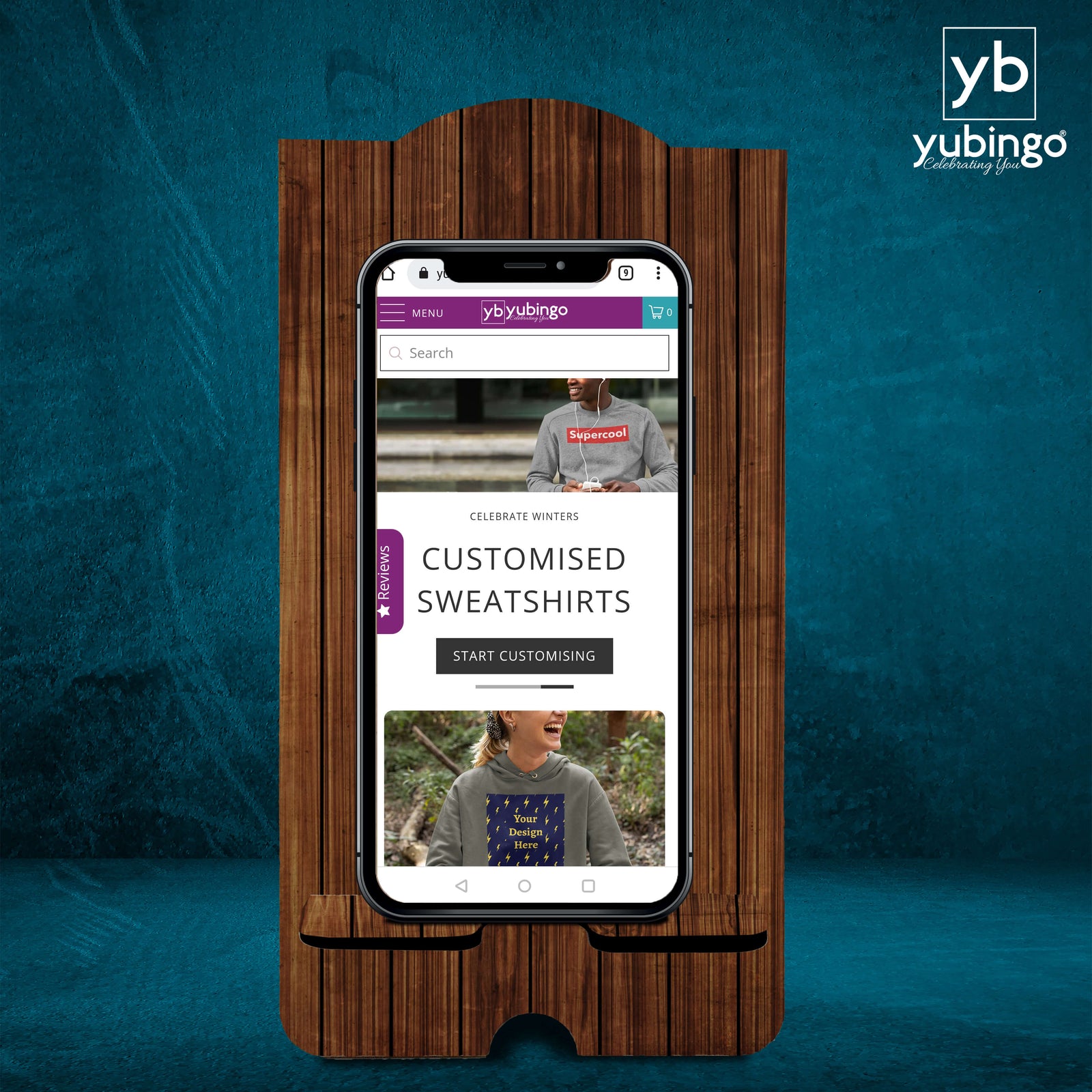 Printed Wooden Pattern Mobile Stand