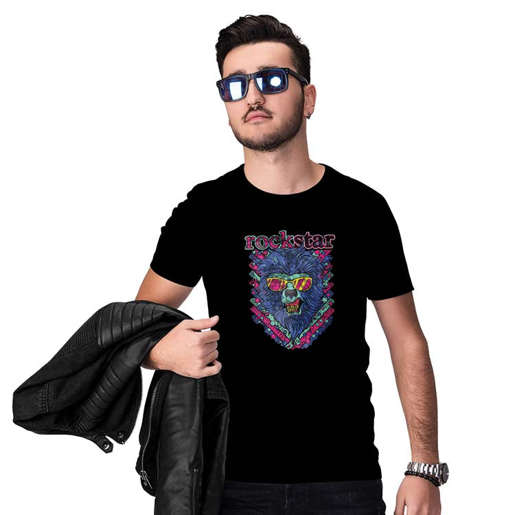 Rockstar Lion Men T-Shirt-Black