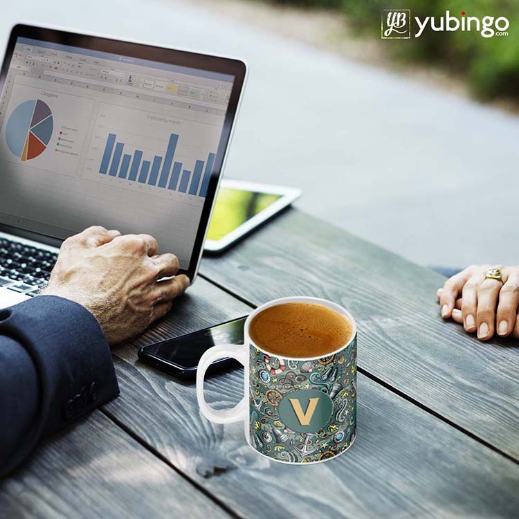 Sea Green Customised Alphabet Coffee Mug-Image2