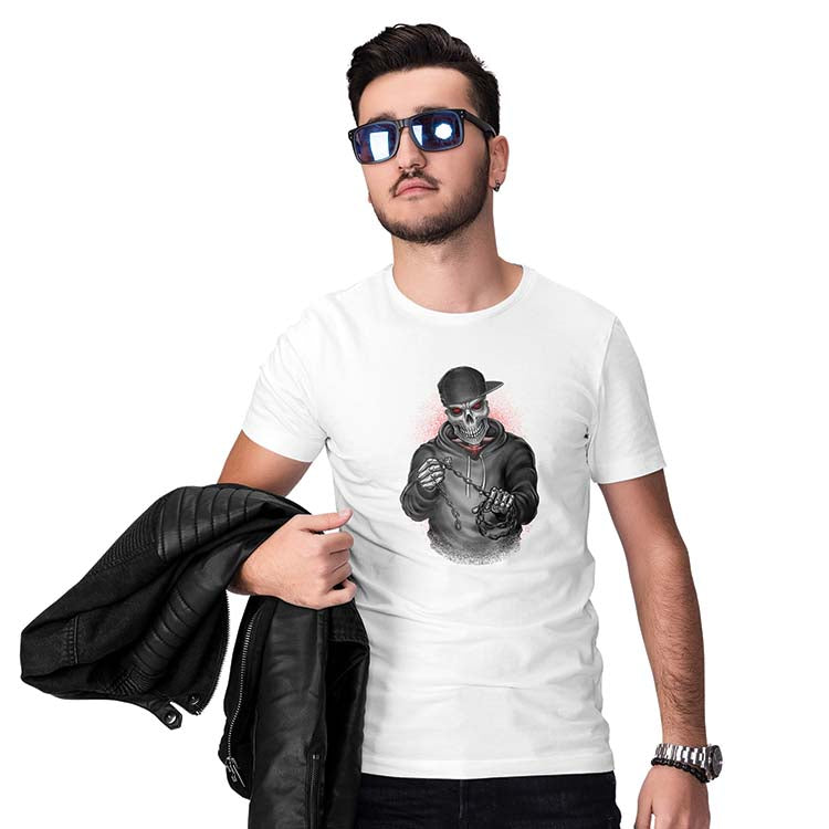Skull Chain Men T-Shirt-White