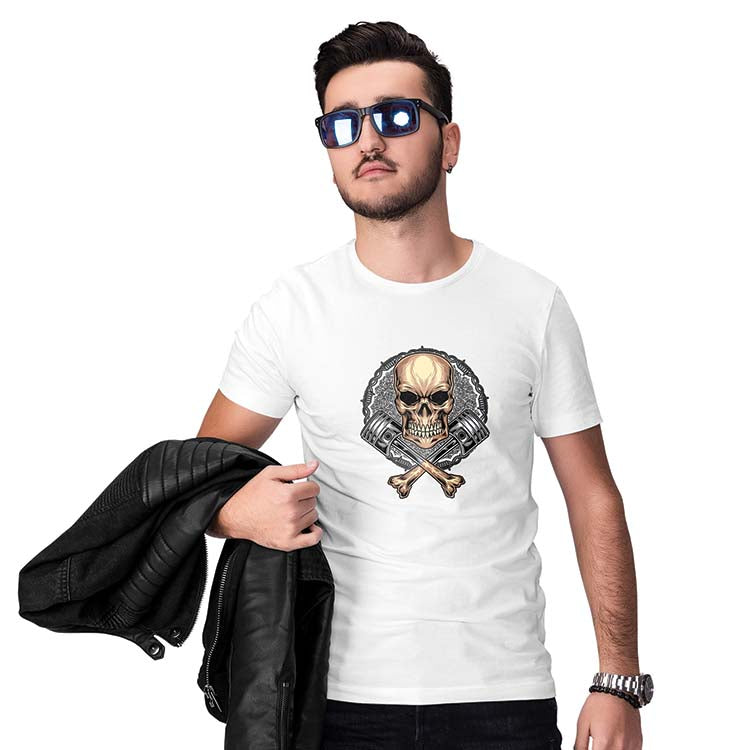 Skull Engine Men T-Shirt-Black