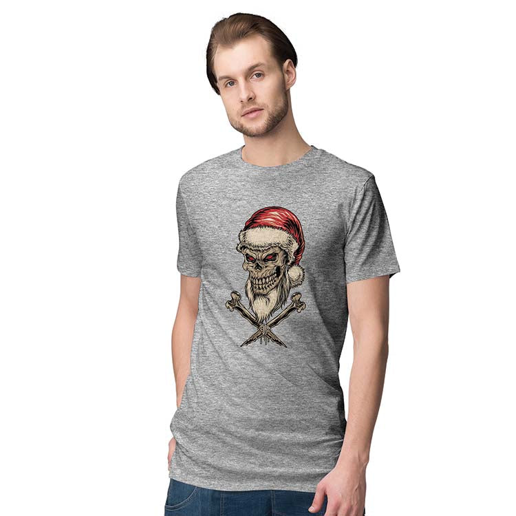 Skull Smiling Men T-Shirt-Grey Melange