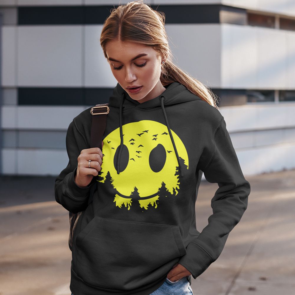 Smiley Moons Hoodie-Black