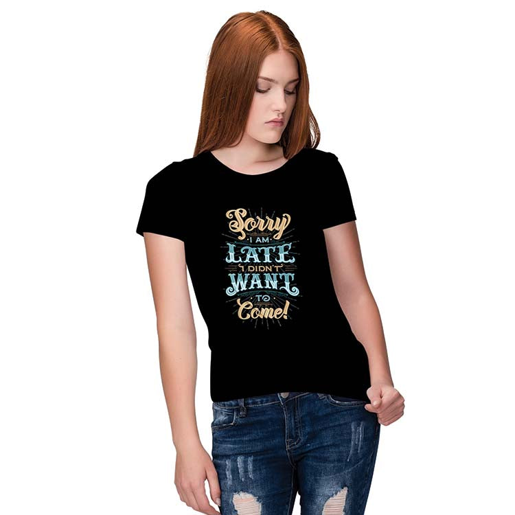Sorry I Am Late Women T-Shirt-Navy Blue