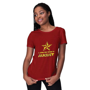 Star Born Customised Month Women T-Shirt-Maroon