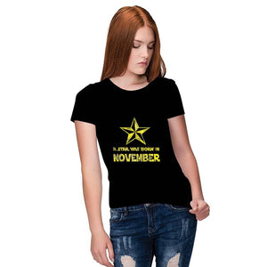 Star Born Customised Month Women T-Shirt-Black