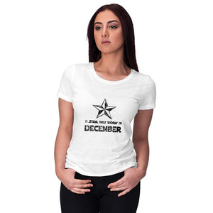Star Born Customised Month Women T-Shirt-White