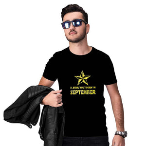 Star Born Customised Month Men T-Shirt-Black