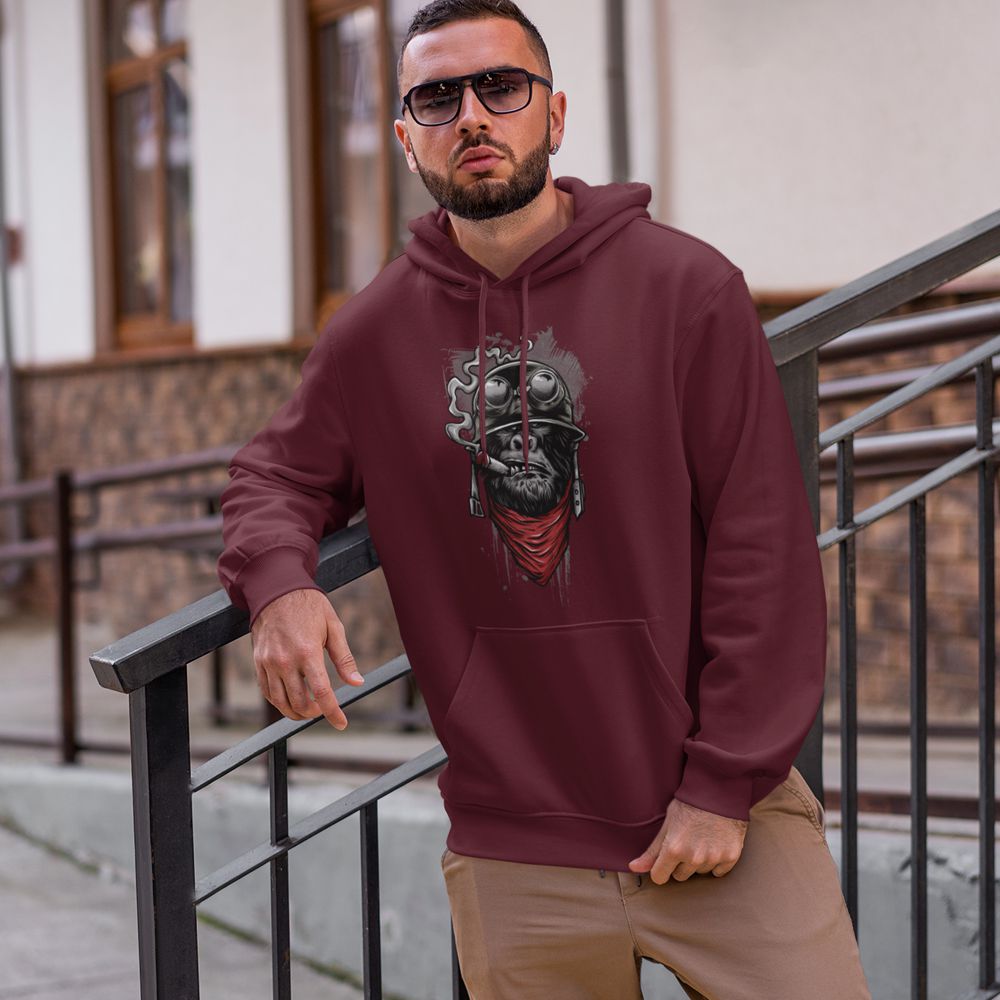 The Angry Ape Hoodie-Maroon