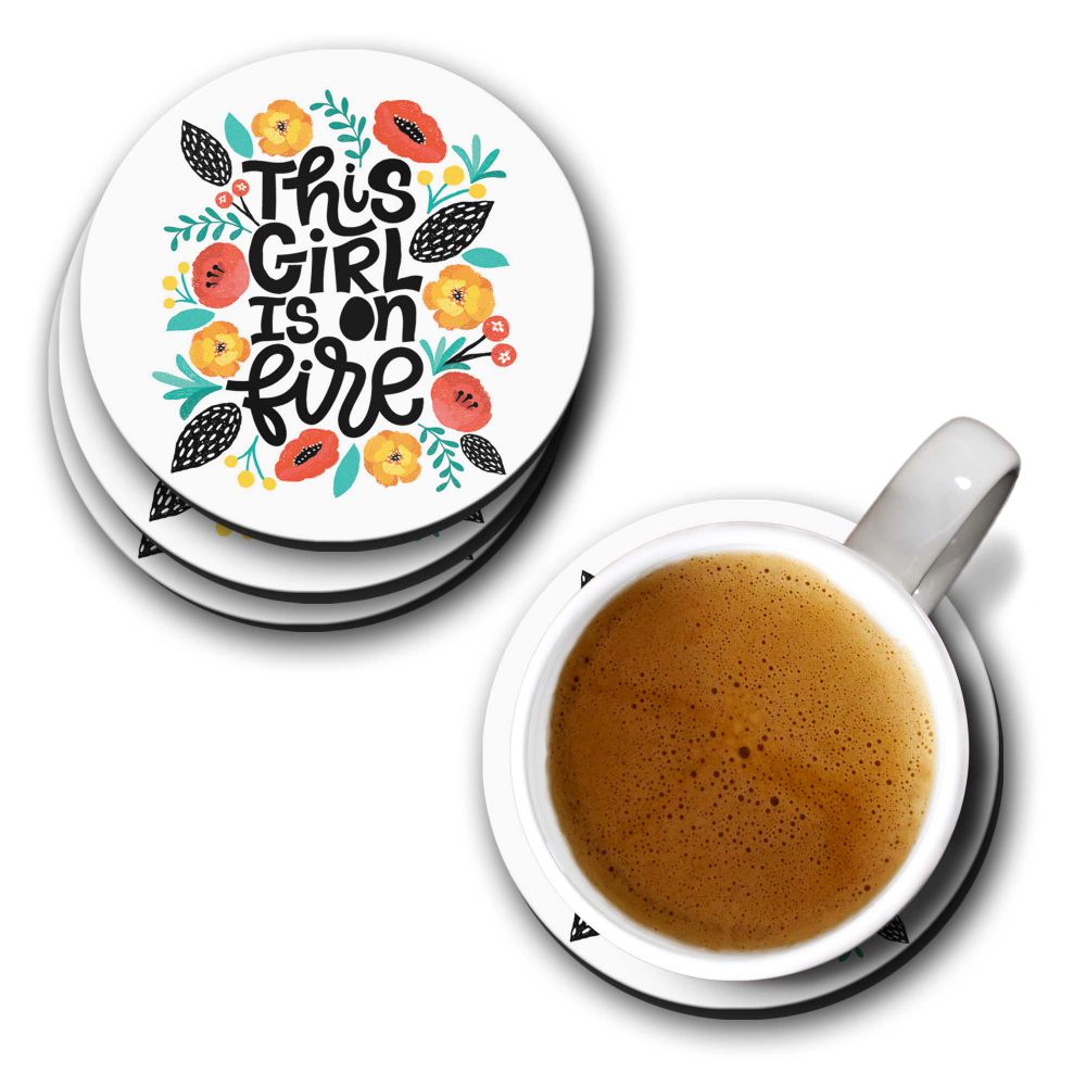 This Girl is One Fire Coasters